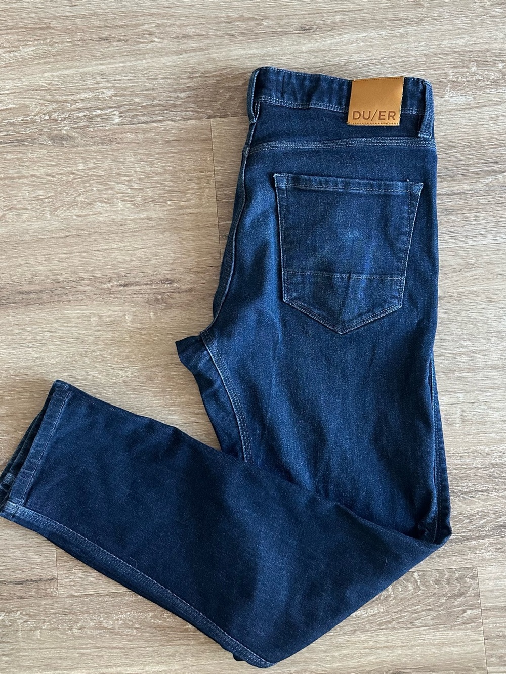 DU/ER L2X Slim Fit Denim Jeans in Dark Blue - 32 x 30 - Stretch, athletic gusset
